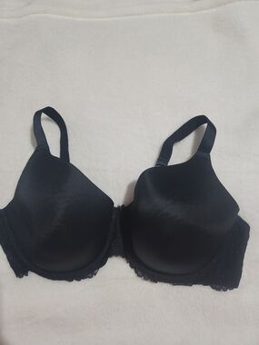 Dream Fit Black Bra Sz 40D‎ Cups & Wings Lace Plunge 40 D EUC DreamFit